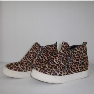 Soda Cheetah High Tops Zip Up Round Toe Sneaker Women 8